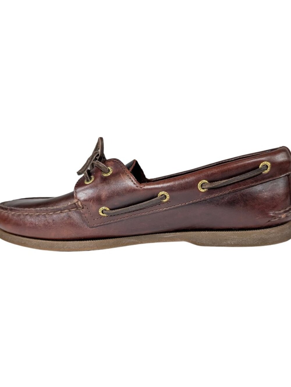 Sperry Top Sider Men's 11.5 Amaretto Brown Leather Original 2-Eye Boat Shoes - Picture 3 of 11